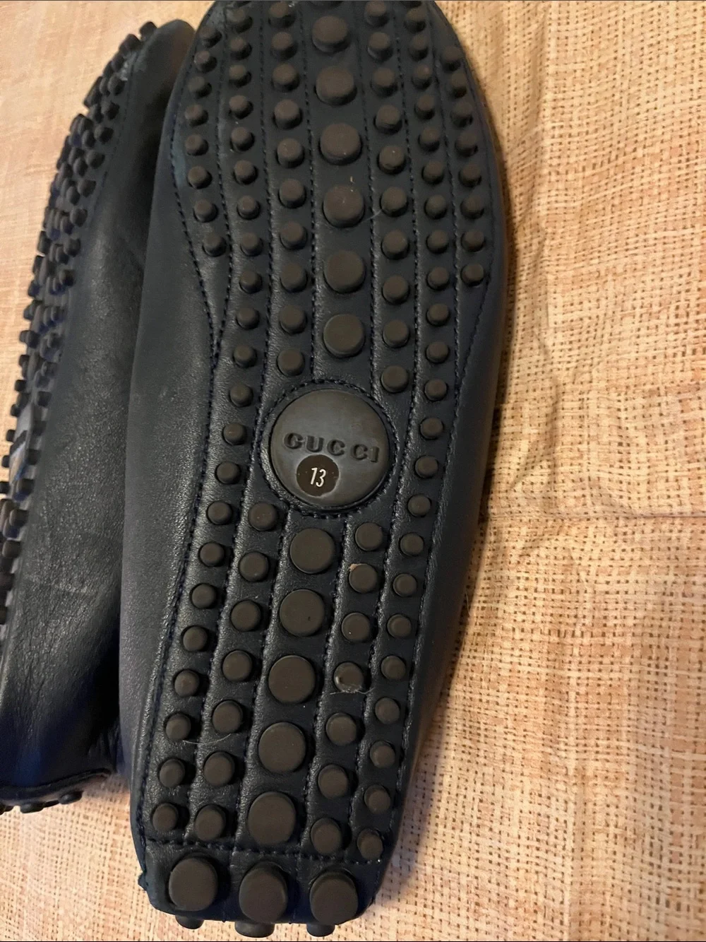 Men’s GUCCI Damo Diamanté Navy Blue Loafers SZ 13